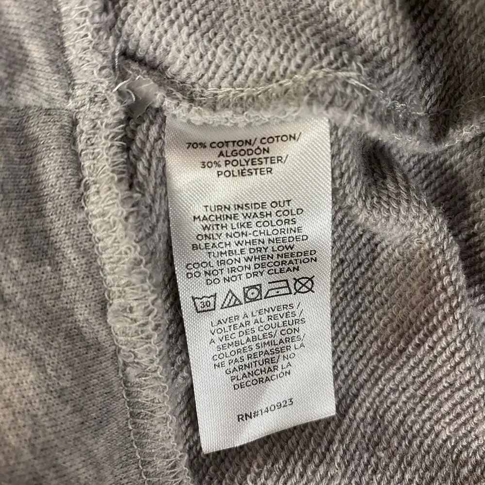 LOFT Sweatshirt Womens Medium Gray Pearl Embellished Balloon Sleeve Coquette
